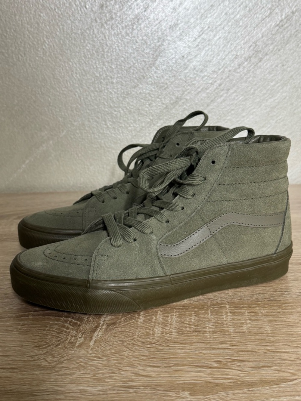Vans Sk8-H Mono Olive Suede Skate Shoes Women 9 Man 7.5